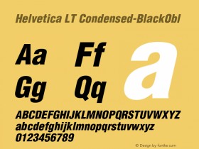 Helvetica LT Condensed-BlackObl Version 006.000图片样张