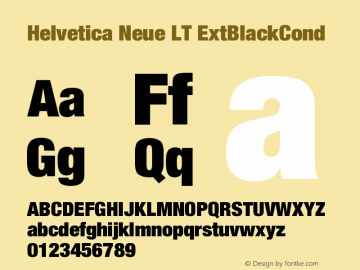 Helvetica Neue LT ExtBlackCond Version 006.000图片样张