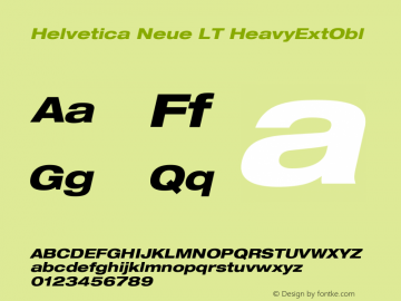 Helvetica Neue LT HeavyExtObl Version 006.000图片样张