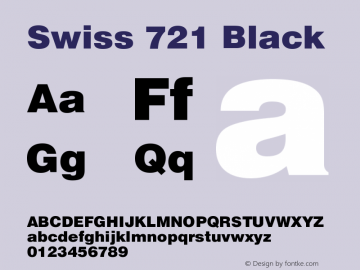 Swiss 721 Black Version 003.001 Font Sample