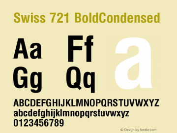Swiss 721 BoldCondensed Version 003.001 Font Sample