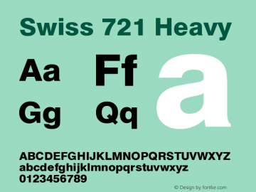 Swiss 721 Heavy Version 003.001 Font Sample