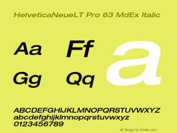 HelveticaNeueLT Pro 63 MdEx Italic Version 1.000;PS 001.000;Core 1.0.38 Font Sample