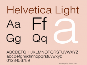 Helvetica Light Version 001.002 Font Sample
