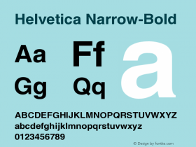 Helvetica Narrow-Bold Version 001.007 Font Sample