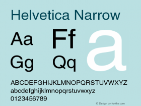 Helvetica Narrow Version 001.006 Font Sample