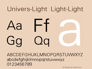 Univers-Light Light-Light Version 001.000 Font Sample