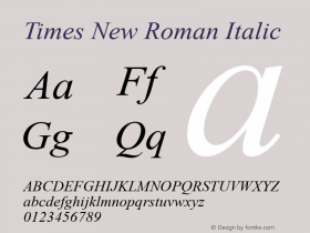 Times New Roman Italic MS core font:V1.00图片样张