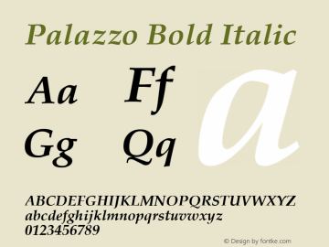 Palazzo Bold Italic Altsys Fontographer 3.5  12.4.1992图片样张
