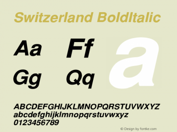 Switzerland BoldItalic Version 001.003图片样张