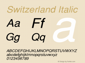 Switzerland Italic Version 001.003图片样张