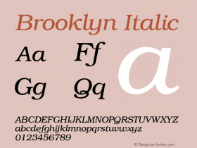 Brooklyn Italic Version 001.003 Font Sample