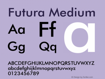 Futura Medium Version 003.001 Font Sample
