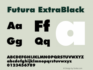 Futura ExtraBlack Version 003.001 Font Sample