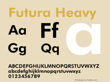 Futura Heavy Version 003.001 Font Sample
