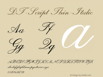 DT-Script Thin-Italic 1.0 Sat Jan 30 10:35:46 1993 Font Sample