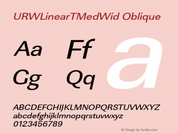 URWLinearTMedWid Oblique Version 001.005 Font Sample
