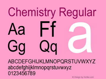 Chemistry Regular Version Release 05.07.93 Font Sample