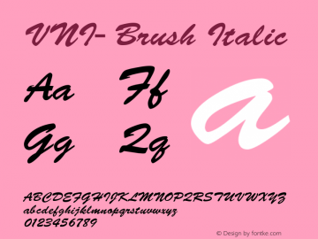 VNI-Brush Italic 1.0 Tue Jan 18 11:36:32 1994 Font Sample