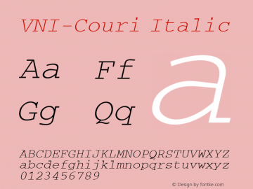 VNI-Couri Italic 1.0 Tue Jan 18 17:39:57 1994 Font Sample