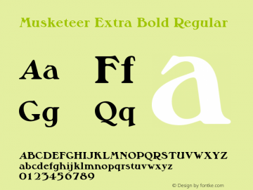 Musketeer Extra Bold Regular Version 1.0 Font Sample