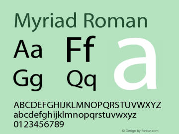 Myriad Roman Version 001.000 Font Sample