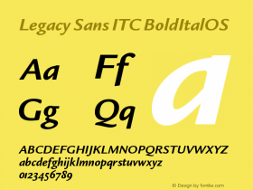 Legacy Sans ITC BoldItalOS Version 001.005 Font Sample