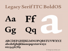 Legacy Serif ITC BoldOS Version 001.005 Font Sample