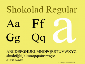 Shokolad Regular Glyph Systems 21-July-95 Font Sample