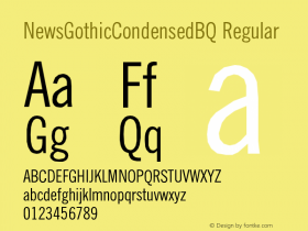 NewsGothicCondensedBQ Regular Version 001.000 Font Sample