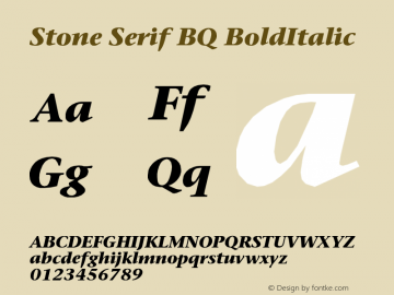 Stone Serif BQ BoldItalic Version 001.000图片样张