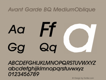 Avant Garde BQ MediumOblique Version 001.000 Font Sample