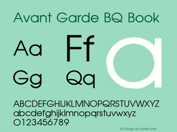 Avant Garde BQ Book Version 001.000 Font Sample