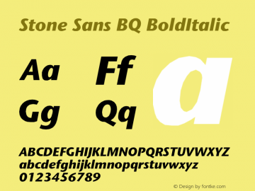 Stone Sans BQ BoldItalic Version 001.000图片样张