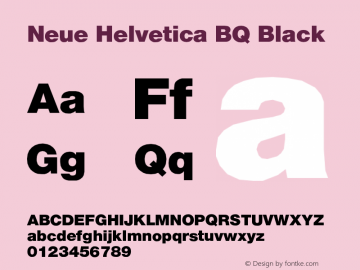Neue Helvetica BQ Black Version 001.000 Font Sample