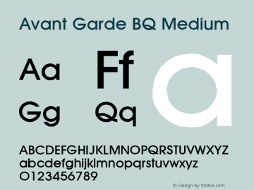 Avant Garde BQ Medium Version 001.000 Font Sample