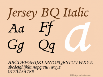 Jersey BQ Italic Version 001.000 Font Sample