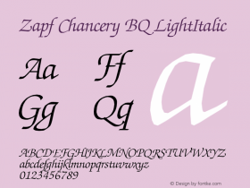 Zapf Chancery BQ LightItalic Version 001.000图片样张