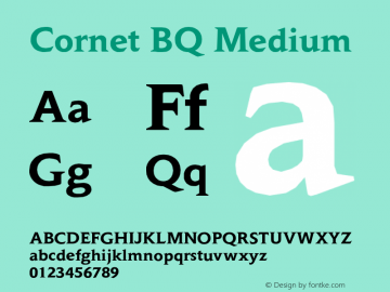 Cornet BQ Medium Version 001.000 Font Sample