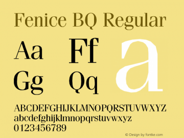 Fenice BQ Regular Version 001.000 Font Sample