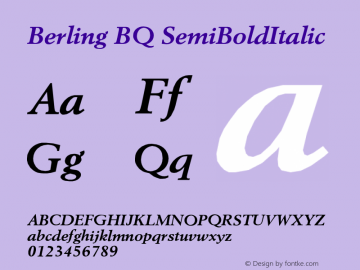 Berling BQ SemiBoldItalic Version 001.000 Font Sample