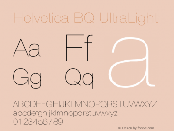 Helvetica BQ UltraLight Version 001.000图片样张