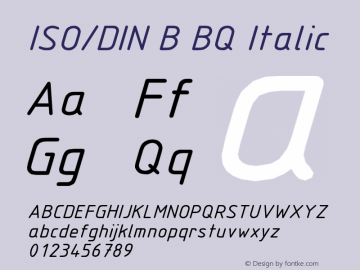 ISO/DIN B BQ Italic Version 001.000图片样张