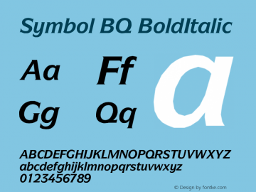 Symbol BQ BoldItalic Version 001.000 Font Sample