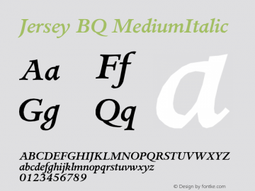 Jersey BQ MediumItalic Version 001.000图片样张