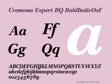 Cremona Expert BQ BoldItalicOsF Version 001.000 Font Sample