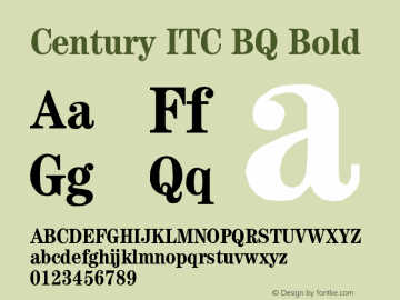 Century ITC BQ Bold Version 001.000 Font Sample