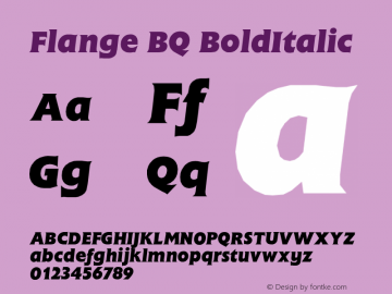 Flange BQ BoldItalic Version 001.000 Font Sample