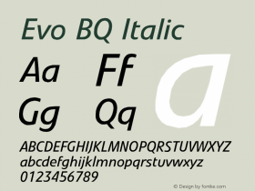 Evo BQ Italic Version 001.000 Font Sample