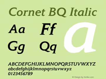 Cornet BQ Italic Version 001.000 Font Sample